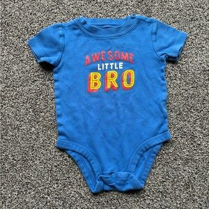 Carter’s Baby Boy Awesome Little Bro Short Sleeve Onesie, Size 12 Months